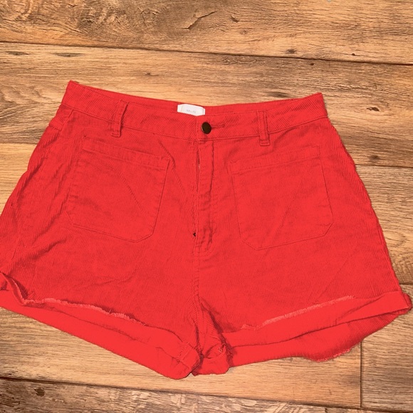 ROLLA'S Pants - Urban Outfitters Rollas Shorts Womens 29 Red Corduroy Raw Folded Hem
